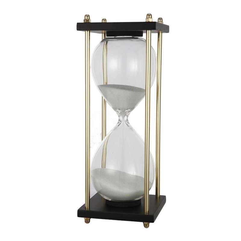 Artekko Artekko Hourglass Κλεψύδρα Διακοσμητική Γυαλί Μέταλλο Μαύρο Χρυσό (9.8x9.8x23)cm JC75521-WHIT