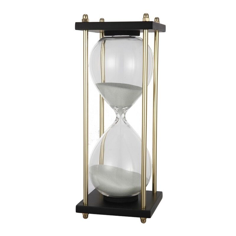 Artekko Artekko Hourglass Κλεψύδρα Διακοσμητική Γυαλί Μέταλλο Μαύρο Χρυσό (9.8x9.8x23)cm JC75521-WHIT