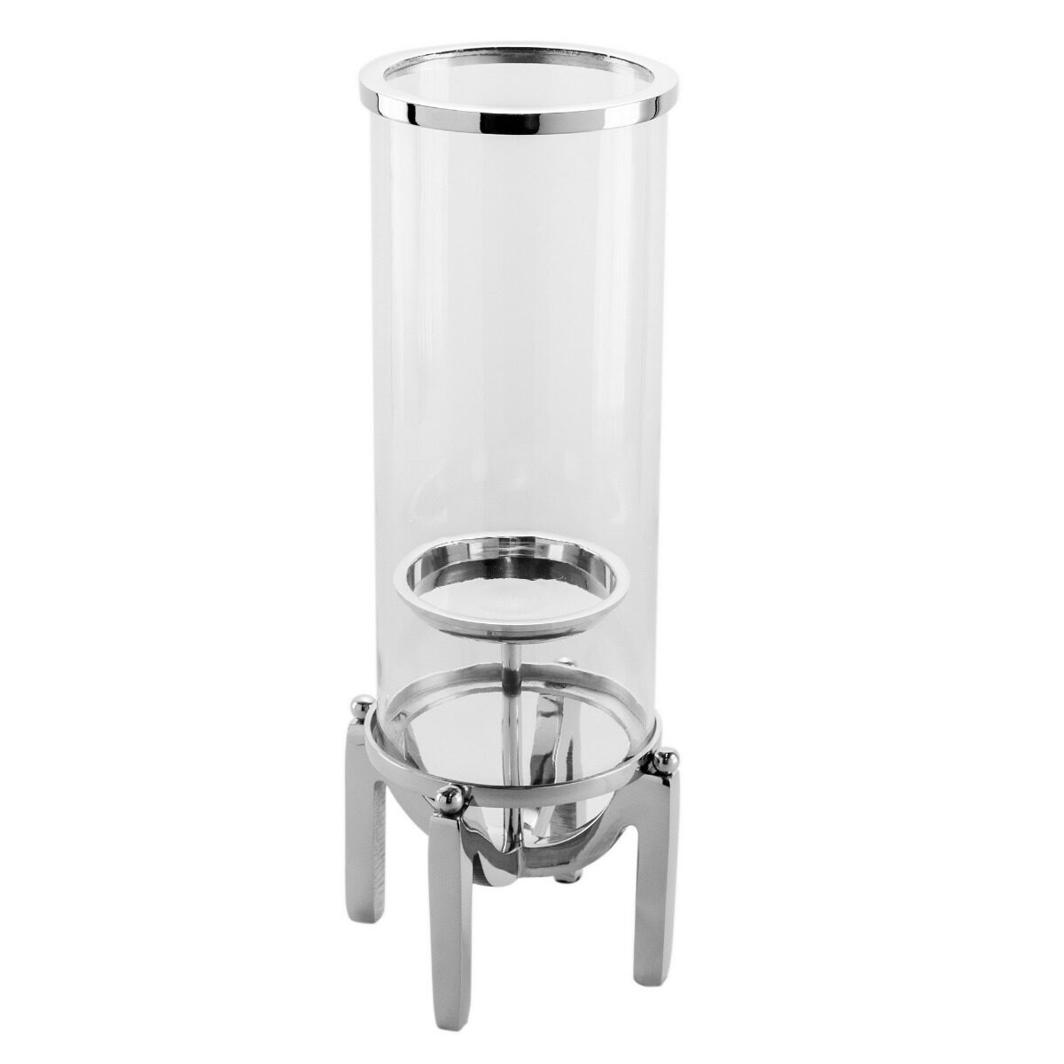 Artekko Artekko Inox Κηροπήγιο Μέταλλο Γυαλί Ασημί (15.9x15.9x42)cm LB78276-DS