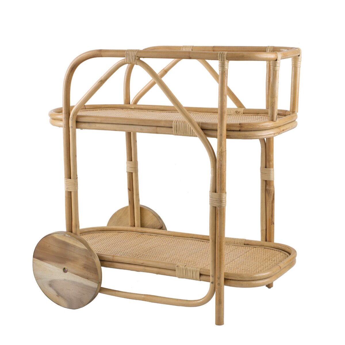 Artekko Artekko Rattan Τρόλεϊ - Μπαρ από Ρατάν σε Φυσική Απόχρωση (77.5x46.7x76.2)cm SA80058-AB