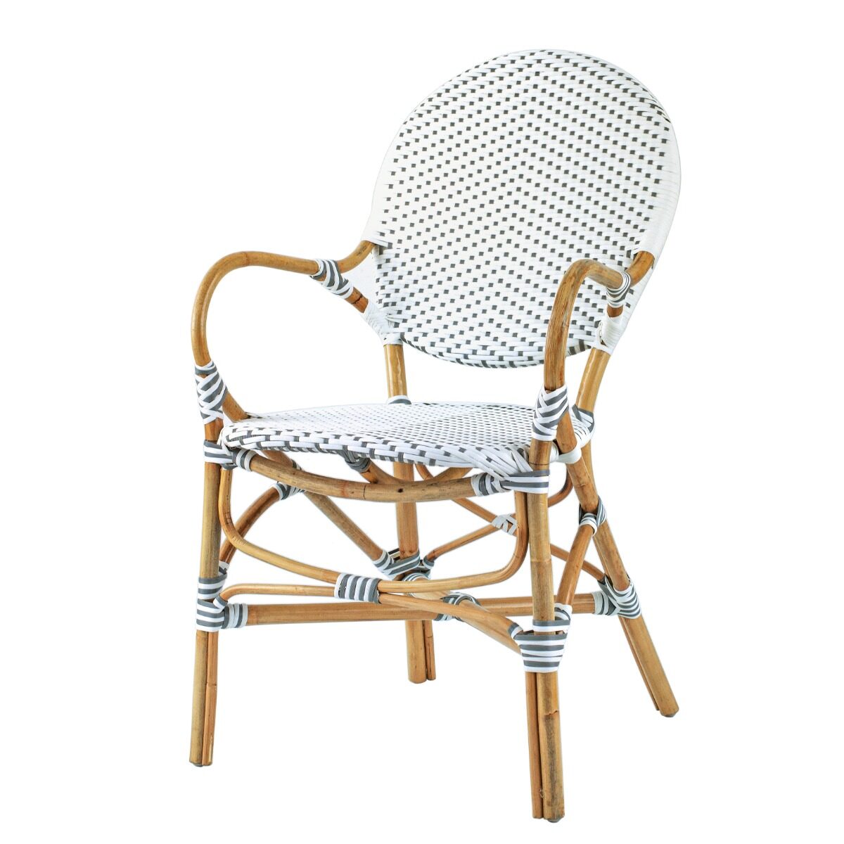 Artekko Artekko Rattan Πολυθρόνα Καρέκλα από Ρατάν σε Φυσική Απόχρωση Λευκό (53.3x53.9x91.4)cm SA80059-AB