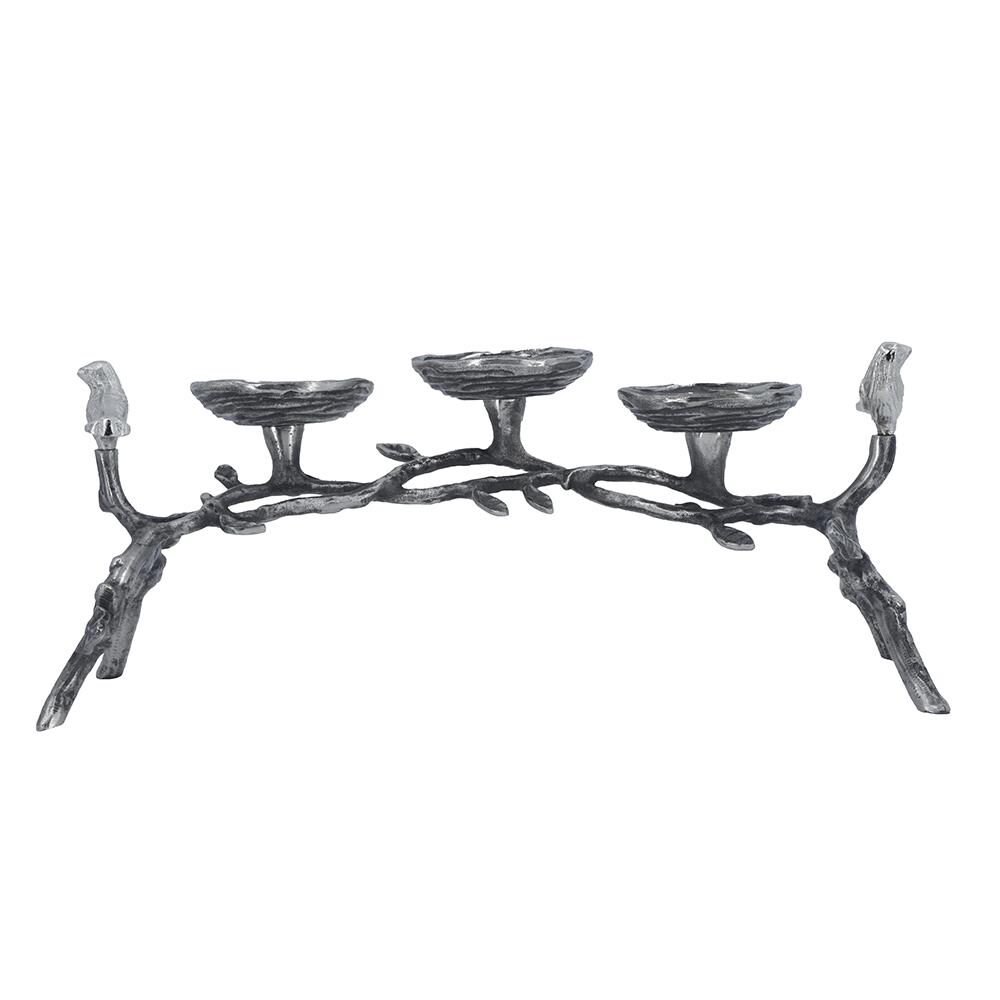 Artekko Artekko Silver Κηροπήγιο με Σχέδιο Πουλιού 3 Κολώνων SA80079-DS