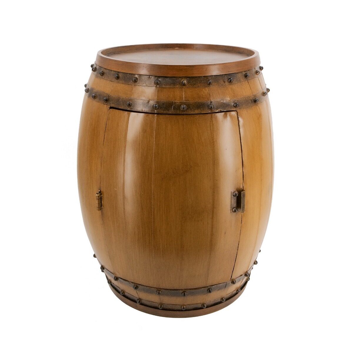 Artekko Artekko Barrel Τραπέζι Βοηθητικό Κάβα Βαρέλι Ξύλο Μέταλλο Καφέ (52x52x61)cm SA80146-DS