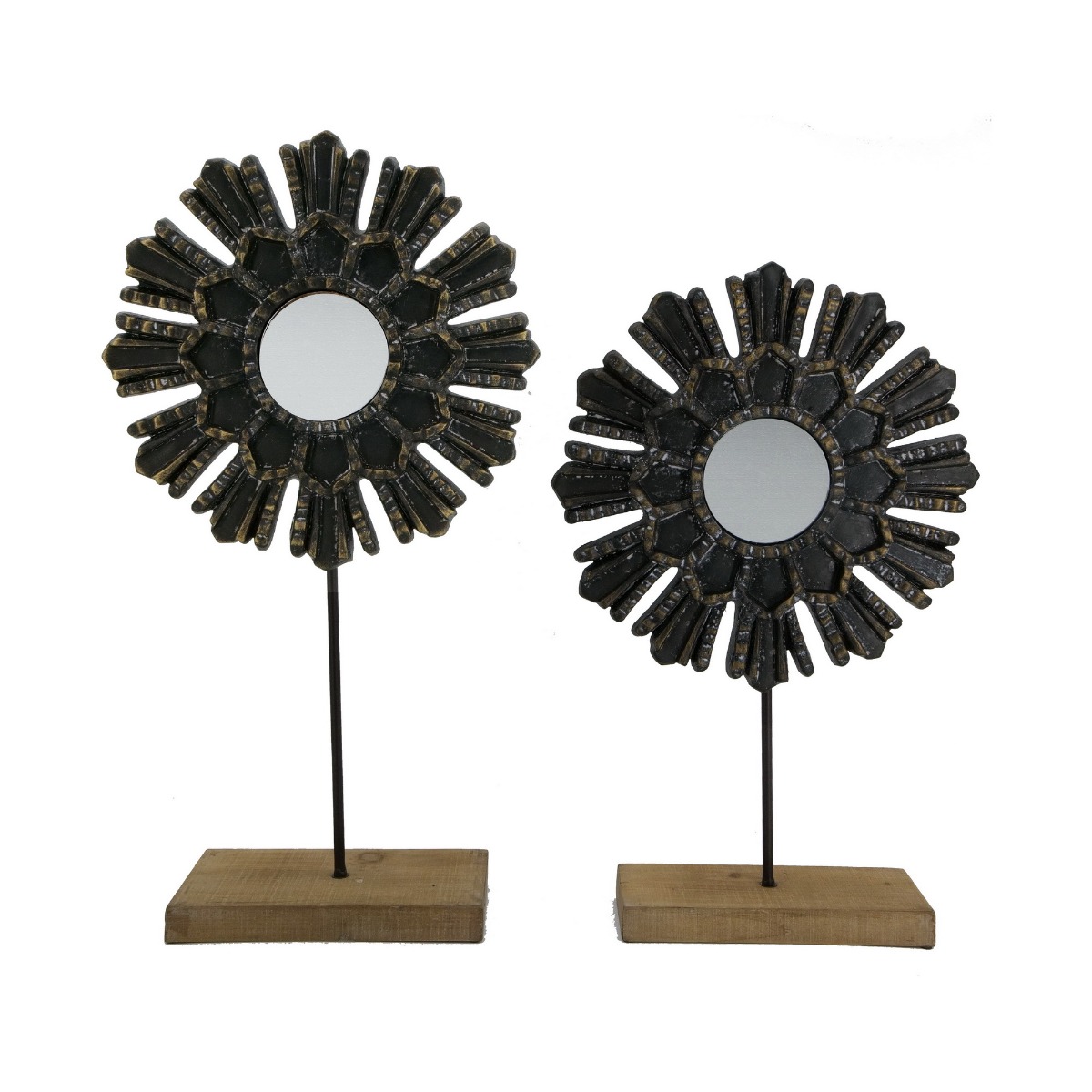 Artekko Artekko Carlos Διακοσμητικό Επιτραπέζιο με Καθρέπτη Μέταλλο Ξύλο Μαύρο (32x12x58)cm Σετ/2 SA80179-DS