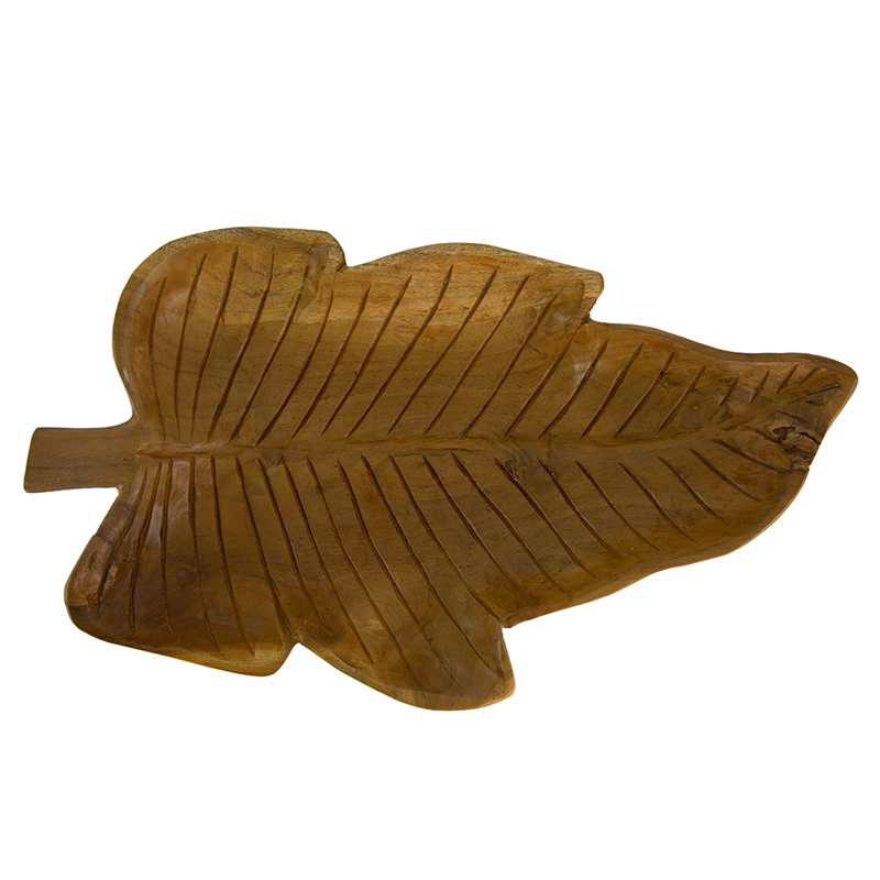 Artekko Artekko Woody Διακοσμητική Πιατέλα Φύλλο από Ξύλο Teak Φυσική Απόχρωση (40x24x6)cm SA80208