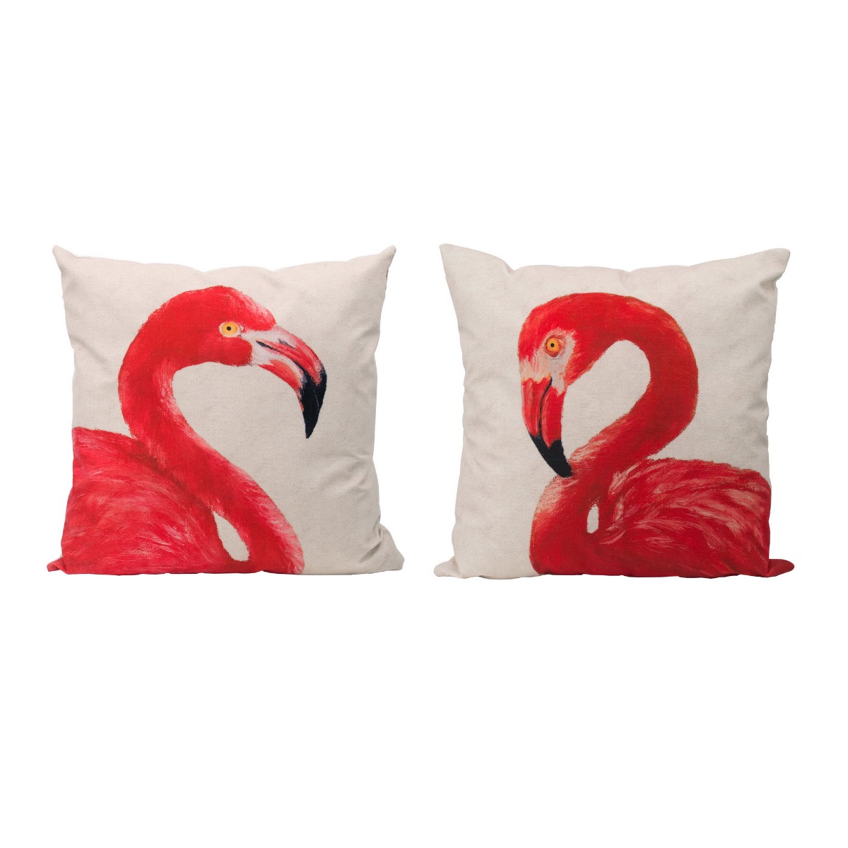 Artekko Artekko Pillow Μαξιλάρι με Φλαμίγκο Ύφασμα Μπεζ Ροζ (57.6x57.9x14)cm Σετ/2 T48075