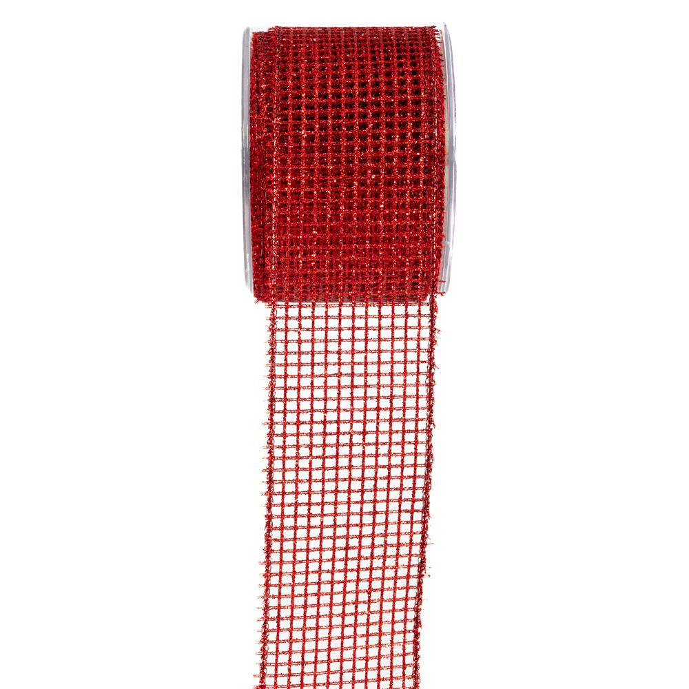 ΚΟΡΔ GRID GLITTER 6,7cmX9m ΚΟΚΚΙΝΟ