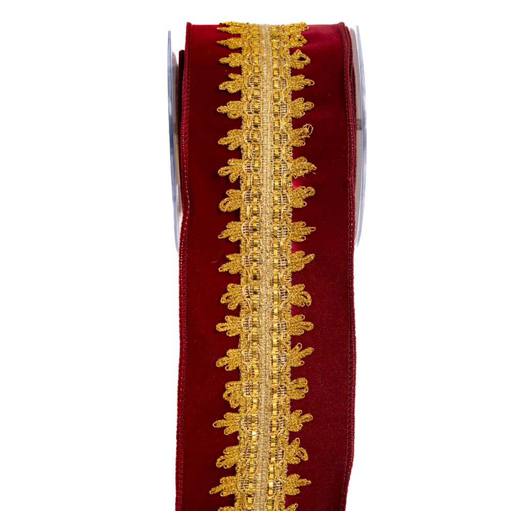 ΚΟΡΔ.HALIMA VELVET 10cm x 4.5m ΜΠΟΡΝΤΟ