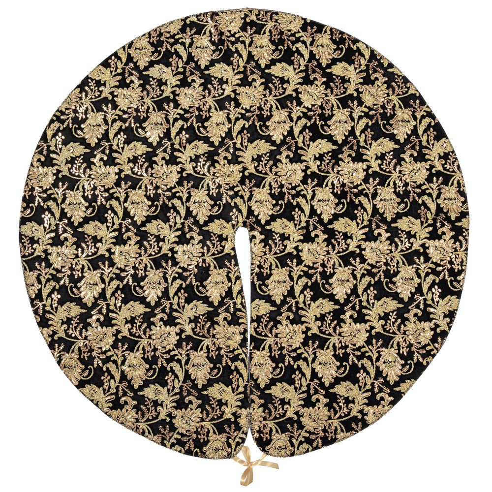 ΠΟΔΙΑ ΔΕΝΤΡΟΥ LUXURY ROSE  DF LONETA FOIL Φ120cm ΜΑΥΡΟ ΧΡΥΣΟ