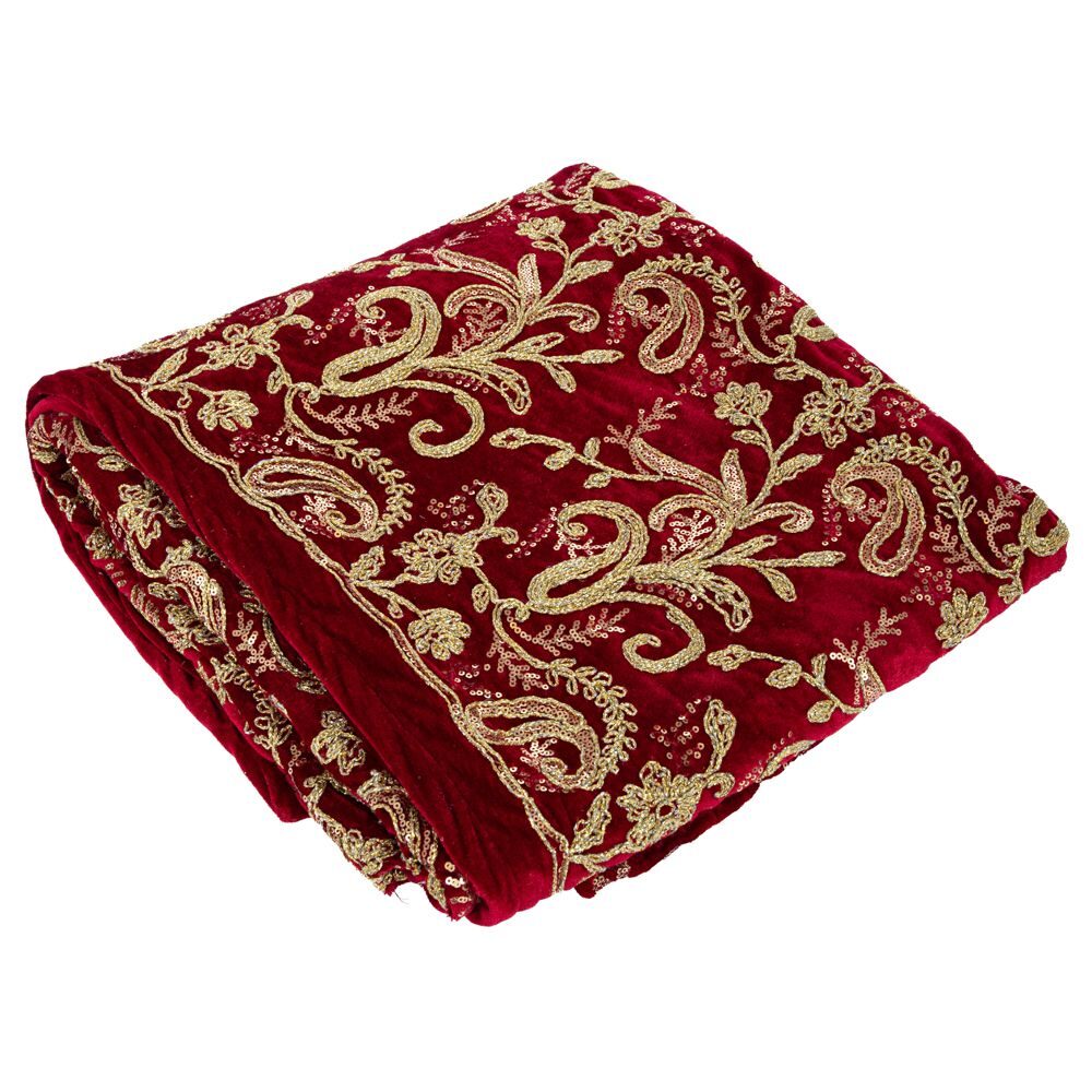 ΥΦΑΣΜΑ EMBROIDERY ΒΕΛΟΥΔΟ ΜΠΟΡΝΤΟ 150cmX3m ΜΕ ΤΕΛΕΙΩΜΑ ΜΠΟΡΝΤΟ-ΧΡΥΣΟ