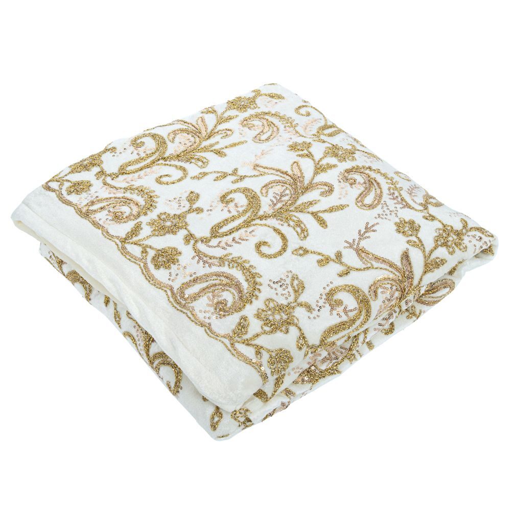 ΥΦΑΣΜΑ EMBROIDERY ΒΕΛΟΥΔΟ  150cmX3m ΜΕ ΤΕΛΕΙΩΜΑ ΕΚΡΟΥ-ΧΡΥΣΟ