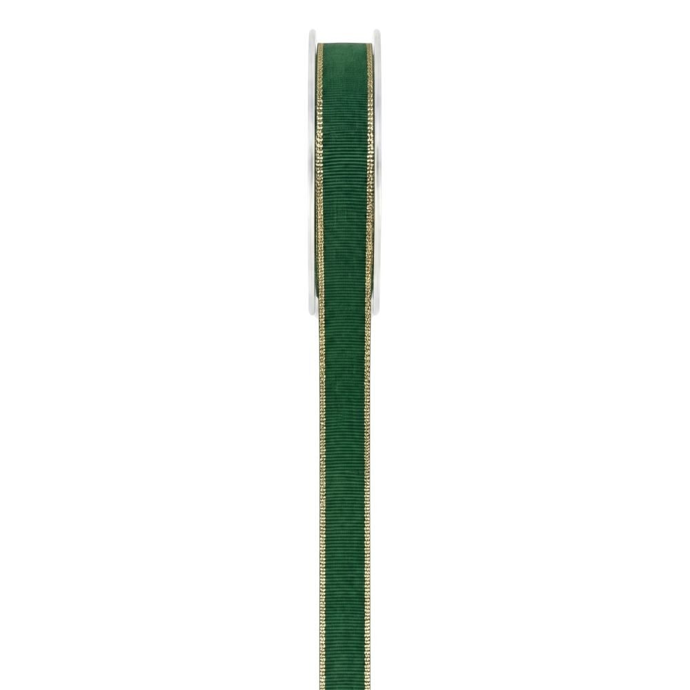 ΚΟΡΔΕΛΑ GROS GRAIN ΜΕ ΧΡΥΣΗ ΓΡΑΜΜΗ 15MM X 20Μ ΣΚΟΥΡΟ ΠΡΑΣΙΝΟ