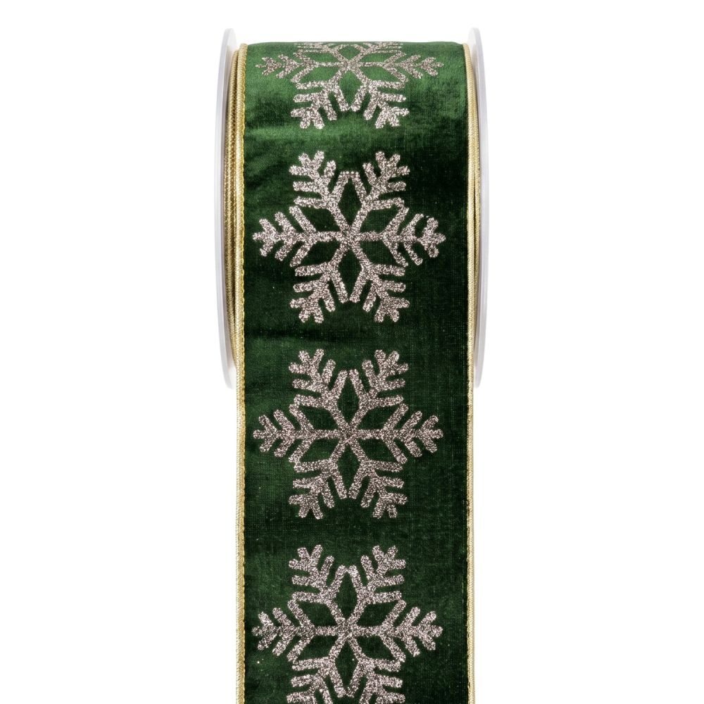 ΚΟΡΔΕΛΑ LUXURY SNOWFLAKES (ΝΙΦΑΔΕΣ) 10CM X 10Μ ΠΡΑΣΙΝΗ