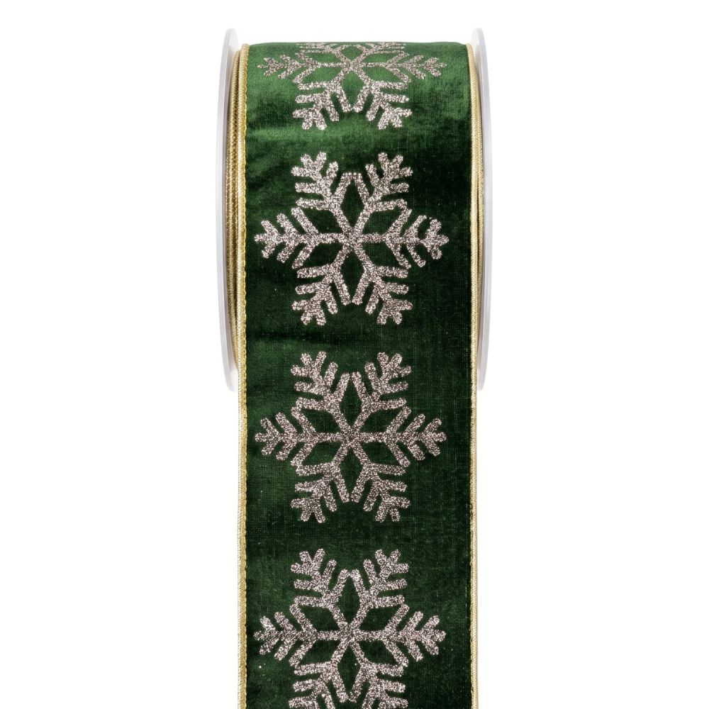 ΚΟΡΔΕΛΑ LUXURY SNOWFLAKES (ΝΙΦΑΔΕΣ) 10CM X 10Μ ΠΡΑΣΙΝΗ