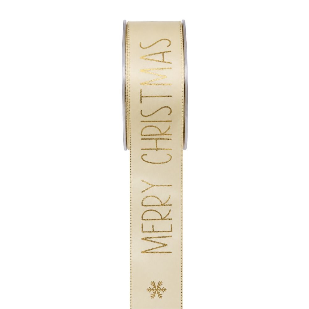 ΚΟΡΔΕΛΑ MERRY CHRISTMAS 40MM X 15Μ ΚΡΕΜ