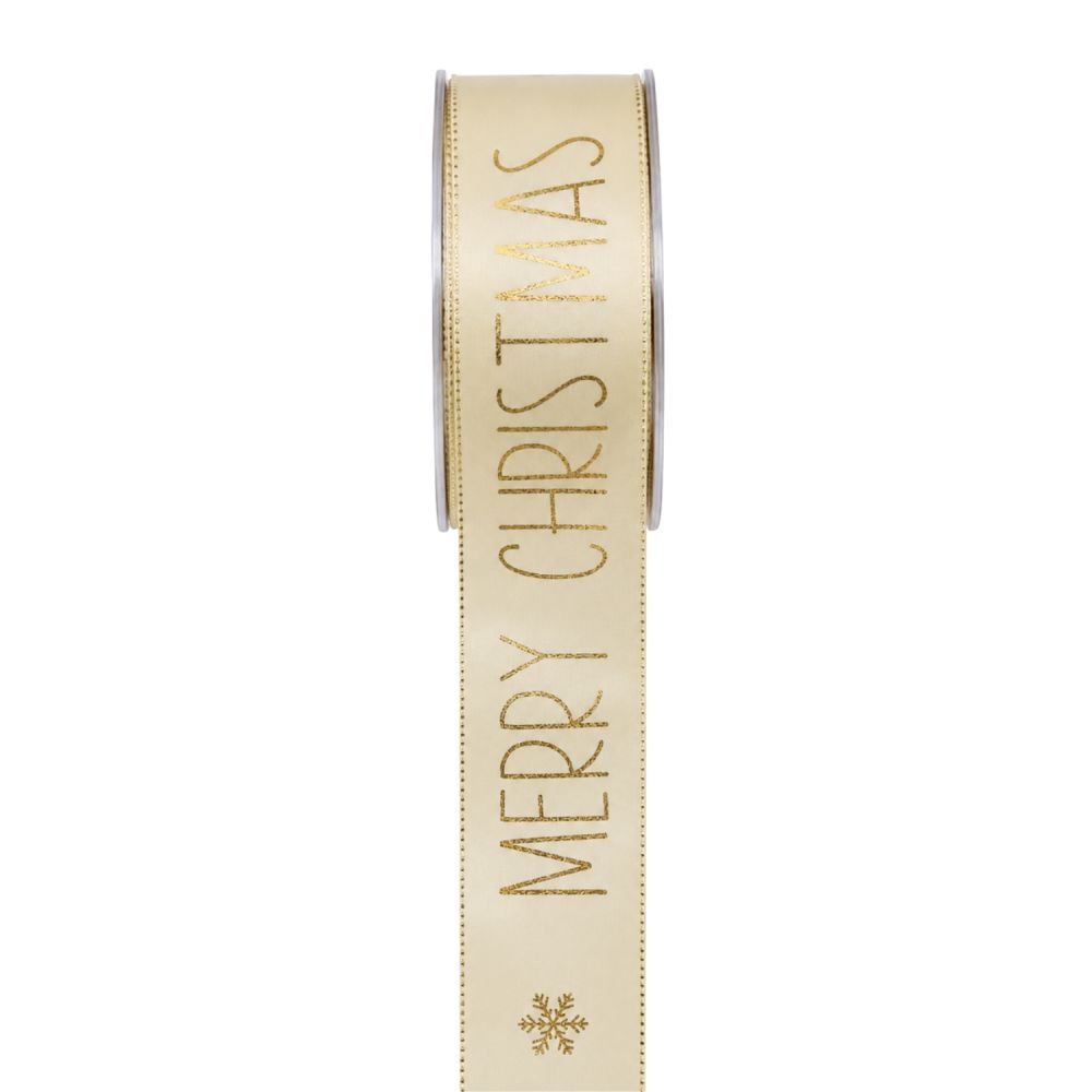 ΚΟΡΔΕΛΑ MERRY CHRISTMAS 40MM X 15Μ ΚΡΕΜ