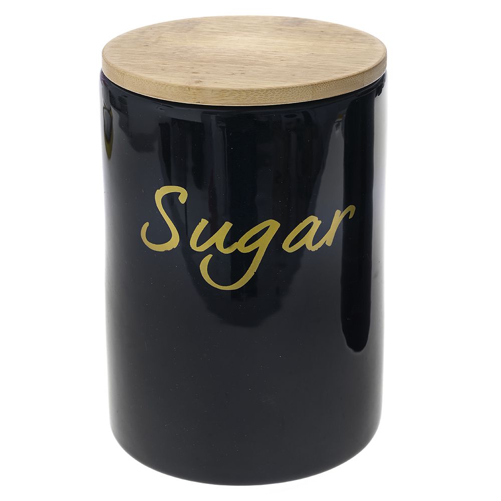 ΜΑΥΡΟ ΚΕΡΑΜΙΚΟ ΔΟΧΕΙΟ SUGAR ΜΕ BAMBOO ΚΑΠΑΚΙ 12X12X17EK 1100ml