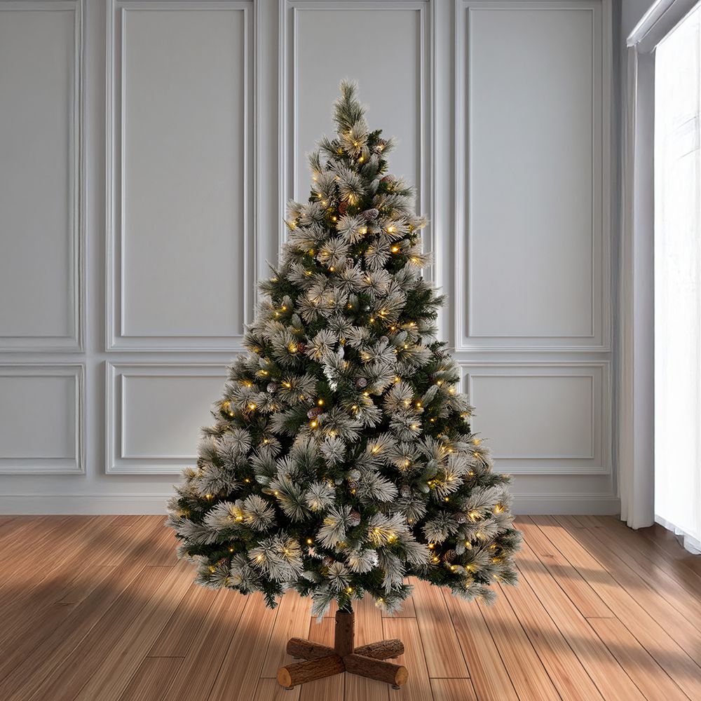 ΔΕΝΔΡΟ PRE-LIT SNOWY MONTCLAIR SPRUCE 180EK ΜΕ 200 LED ΘΕΡΜΟ ΛΕΥΚΟ AND ΠΟΛΥΧΡΩΜΑ