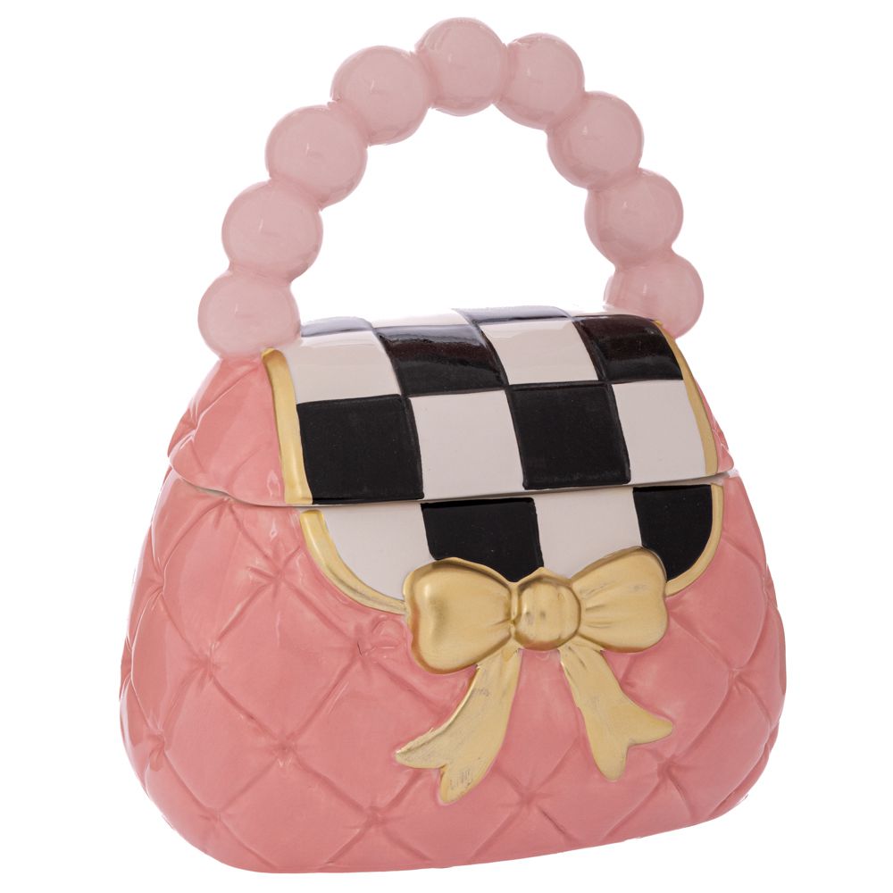 ΡΟΖ ΚΕΡΑΜΙΚΗ ΜΠΙΣΚΟΤΙΕΡΑ ΜΕ ΣΧΗΜΑ ΤΣΑΝΤΑΣ ΚΑΙ ΧΡΥΣΟ ΦΙΟΓΚΟ 22Χ16Χ26ΕΚ
