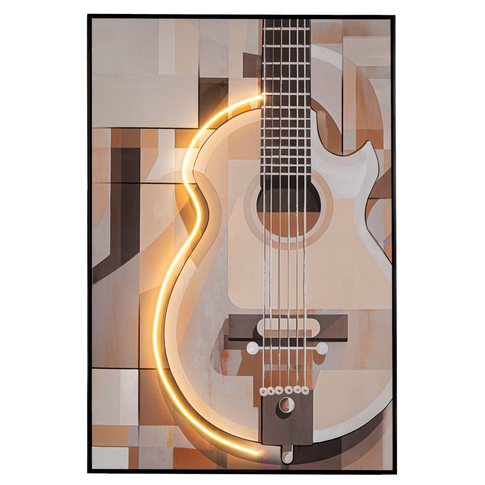 ΠΙΝΑΚΑΣ ΚΙΘΑΡΑ WITH LED LIGHT ΜΕ ΜΑΥΡΗ ΚΟΡΝΙΖΑ ΣΕ ΤΥΠΩΜΕΝΟ ΚΑΜΒΑ 80Χ120ΕΚ