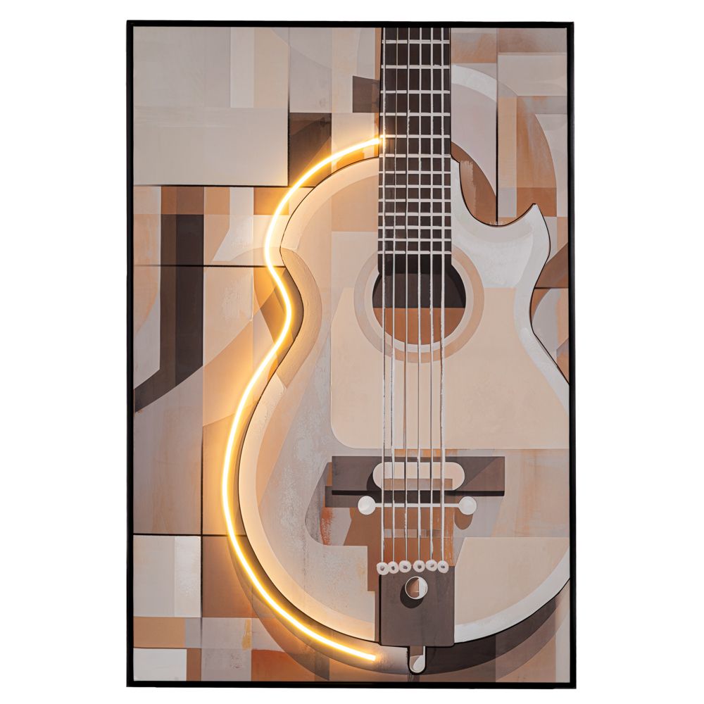 ΠΙΝΑΚΑΣ ΚΙΘΑΡΑ WITH LED LIGHT ΜΕ ΜΑΥΡΗ ΚΟΡΝΙΖΑ ΣΕ ΤΥΠΩΜΕΝΟ ΚΑΜΒΑ 80Χ120ΕΚ