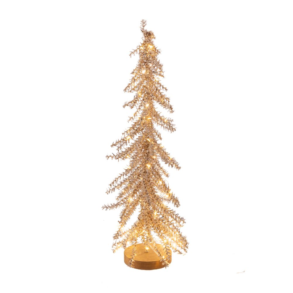 GLITTER ΣΑΜΠΑΝΙ ΦΩΤΙΖΟΜΕΝΟ ΔΕΝΤΡΟ ΜΕ 50 LED ΣΕ GLITTER ΧΡΥΣΗ ΞΥΛΙΝΗ ΒΑΣΗ Φ10Χ40ΕΚ (ΜΠΑΤΑΡΙΑ)