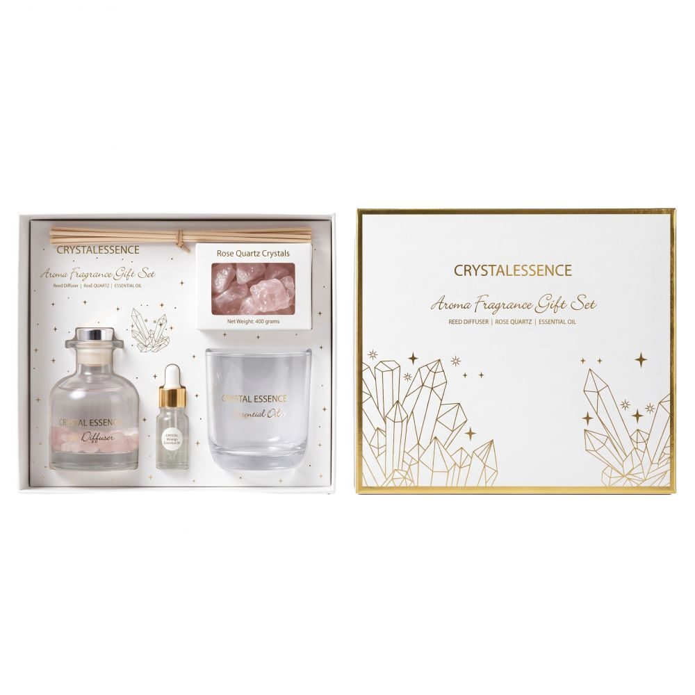 ΣΕΤ 3 ΑΡΩΜΑΤΙΚΟ DIFFUSER 150ML ΜΕ ΔΙΑΚΟΣΜΗΤΙΚΕΣ ΡΟΖ ΠΕΤΡΕΣ CRYSTAL ESSENCE