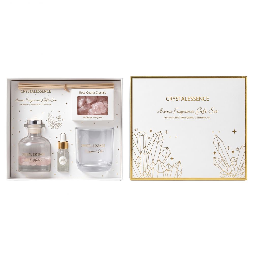 ΣΕΤ 3 ΑΡΩΜΑΤΙΚΟ DIFFUSER 150ML ΜΕ ΔΙΑΚΟΣΜΗΤΙΚΕΣ ΡΟΖ ΠΕΤΡΕΣ CRYSTAL ESSENCE