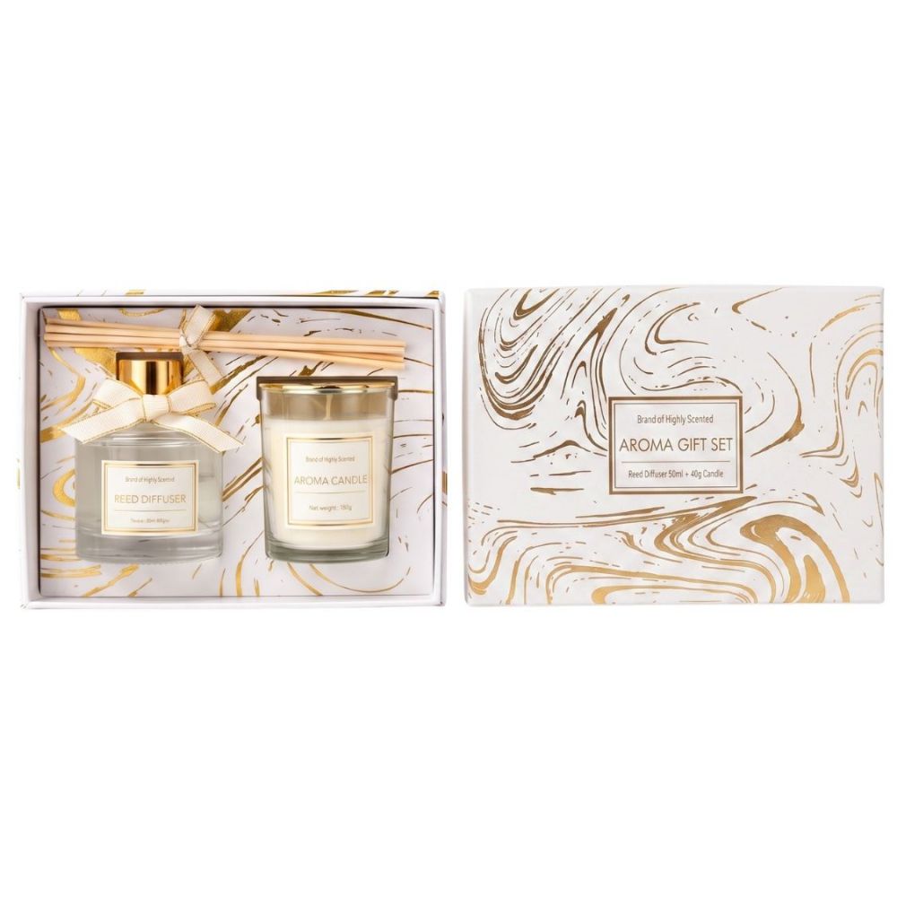 ΣΕΤ 2 ΛΕΥΚΟ ΑΡΩΜΑΤΙΚΟ DIFFUSER 100ML ΜΕ ΚΕΡΙ ΣΕ ΚΟΥΤΙ ΔΩΡΟΥ