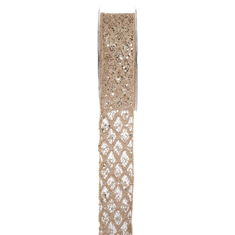 ΚΟΡΔ SPARKLY GRID 5,2CM X 9M ΧΡΥΣΟ