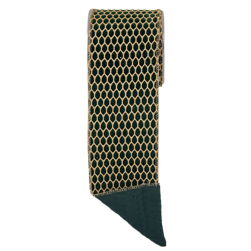 ΚΟΡΔ ΒΕΛΟΥΔ.10CM X 4,5M FENCE GLITTER  DK ΠΡΑΣΙΝΟ ΧΡΥΣΟ