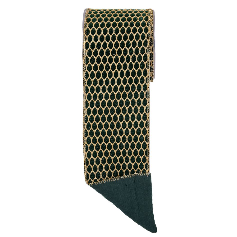 ΚΟΡΔ ΒΕΛΟΥΔ.10CM X 4,5M FENCE GLITTER  DK ΠΡΑΣΙΝΟ ΧΡΥΣΟ