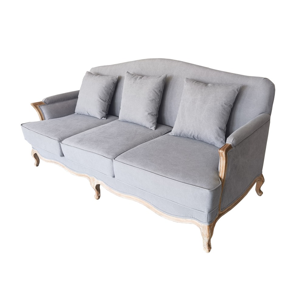 ΚΑΝΑΠΕΣ 2Θ ΜΕ ΜΑΞΙΛΑΡΙΑ ΓΚΡΙ LINEN-COTTON ΞΥΛΟ ΟΞΙΑ ΑΝΤΙΚΕ 206X93,5Χ95cm