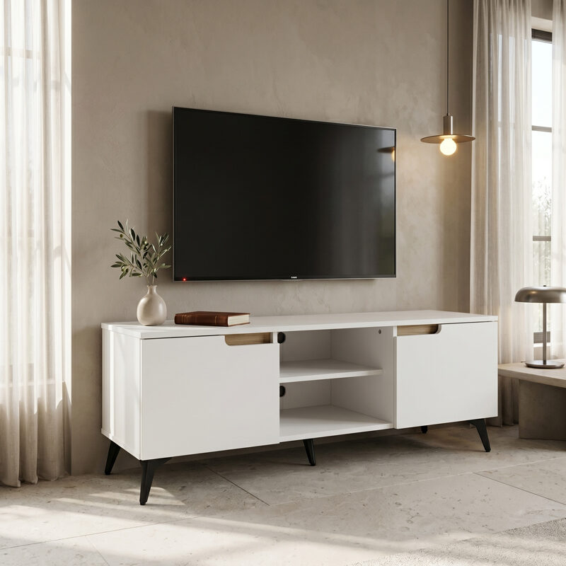 Έπιπλο τηλεόρασης Kemvio pakoworld sonoma-λευκό 120x38x44εκ