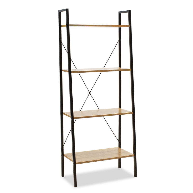 Βιβλιοθήκη- Ραφιέρα Ramon pakoworld φυσικό-μαύρο 60x23x145,5εκ