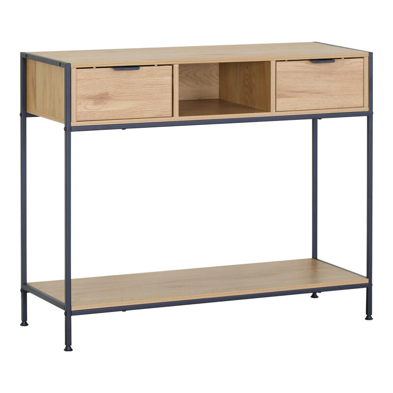 Κονσόλα Regando pakoworld σε oak απόχρωση με μαύρο μέταλλο 100x35x80εκ