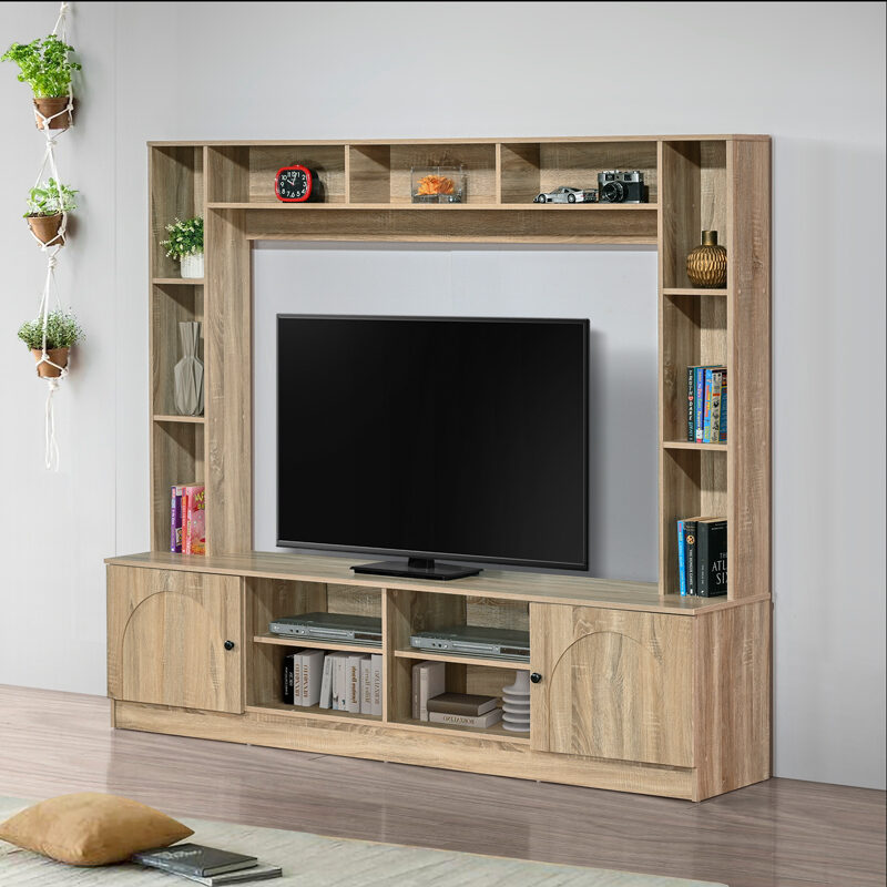 Σύνθετο σαλονιού Ambera pakoworld σε sonoma απόχρωση 200x40x171.5εκ