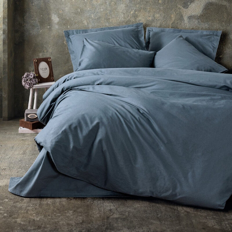Σετ παπλωματοθήκη Plain Cotton Box 4 τμχ Διπλή (200x220) χρώμα ανθρακί