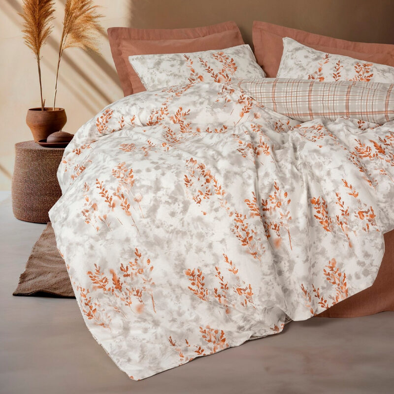 Σετ παπλωματοθήκη Lamina Cotton Box 4 τμχ Διπλή (200x220) χρώμα cinnamon