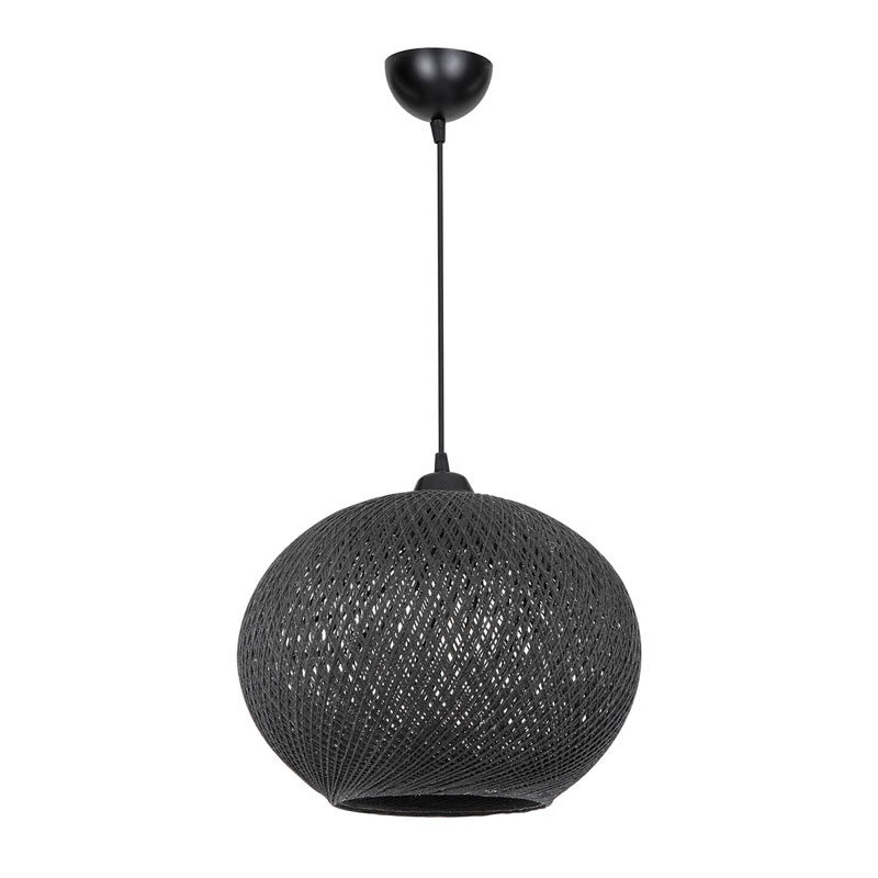 Φωτιστικό οροφής μονόφωτο Leshia pakoworld Ε27 μαύρο Φ38x38εκ