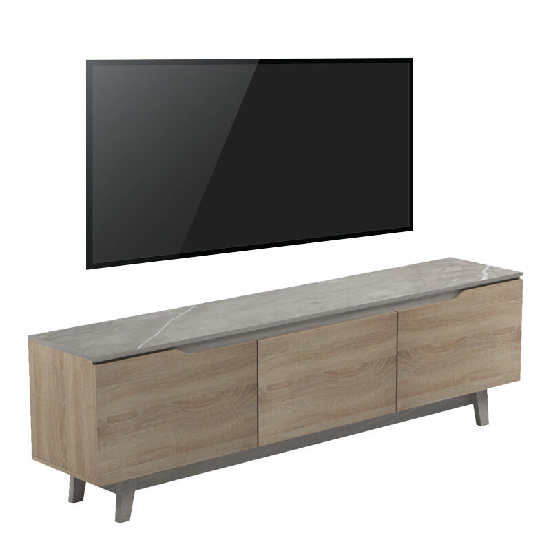 Έπιπλο τηλεόρασης Kasandra pakoworld μπεζ μαρμάρου-sonoma 180x35x48.5εκ