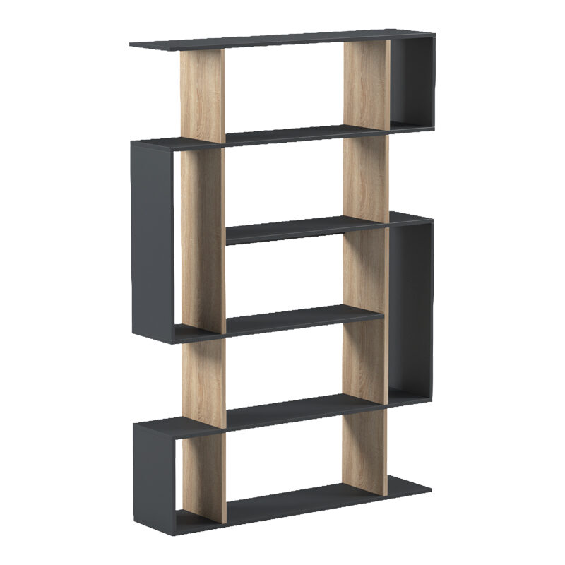 Βιβλιοθήκη Mito pakoworld ανθρακί - sonoma 108.5x25x161εκ