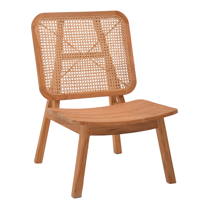 Πολυθρόνα Viborg pakoworld φυσικό teak ξύλο-φυσικό rattan 60x75x87εκ