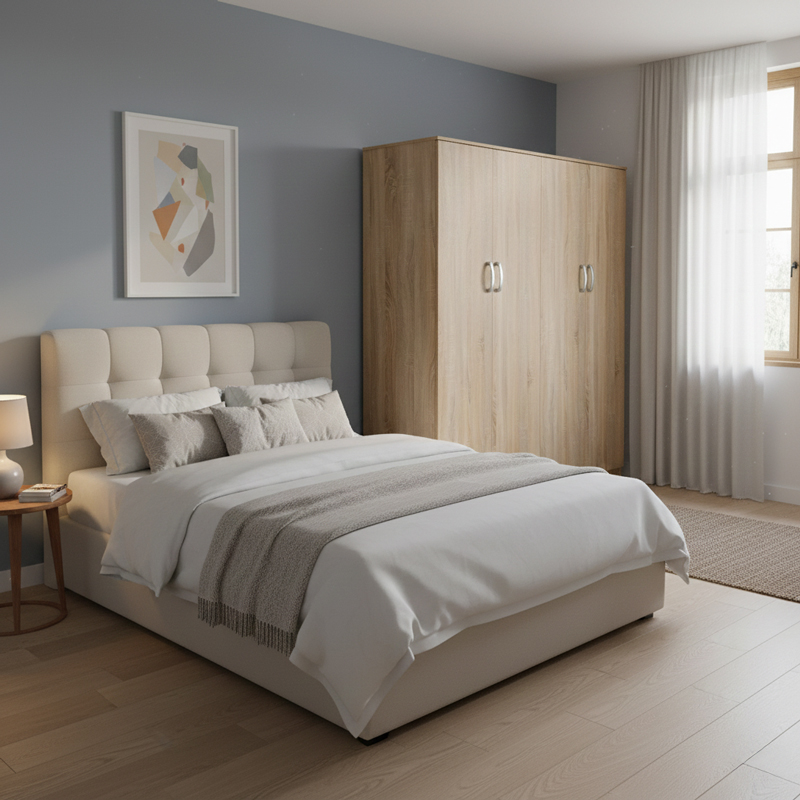 Ντουλάπα τετράφυλλη Athos Ι pakoworld sonoma 160x42x180εκ