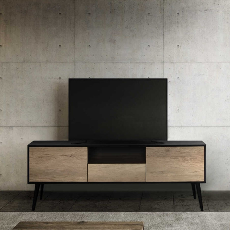 Έπιπλο τηλεόρασης Style Megapap χρώμα μαύρο - tori 160x41x58εκ.