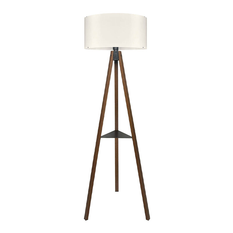 Φωτιστικό δαπέδου Thomas Megapap E27 Mdf/ύφασμα Pvc χρώμα καρυδί - κρεμ 38x38x135εκ.