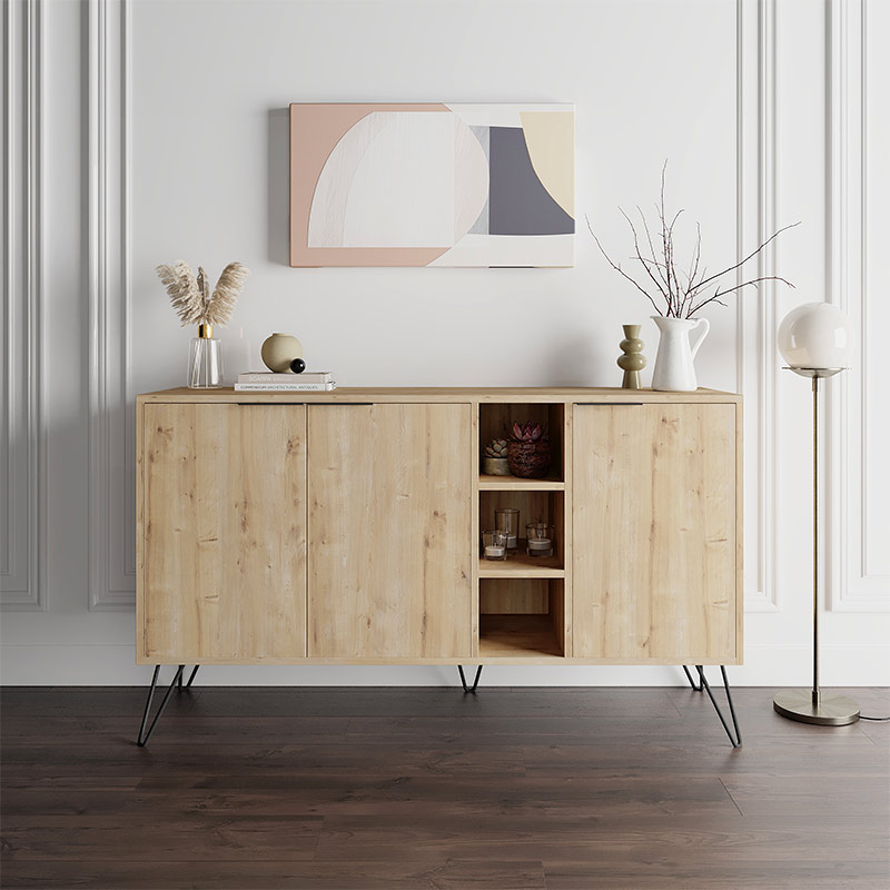 Μπουφές Clara Megapap χρώμα sapphire oak 142x35,6x83εκ.