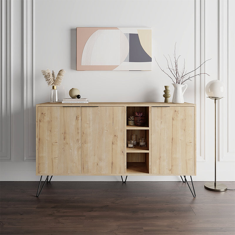 Μπουφές Clara Megapap χρώμα sapphire oak 142x35,6x83εκ.