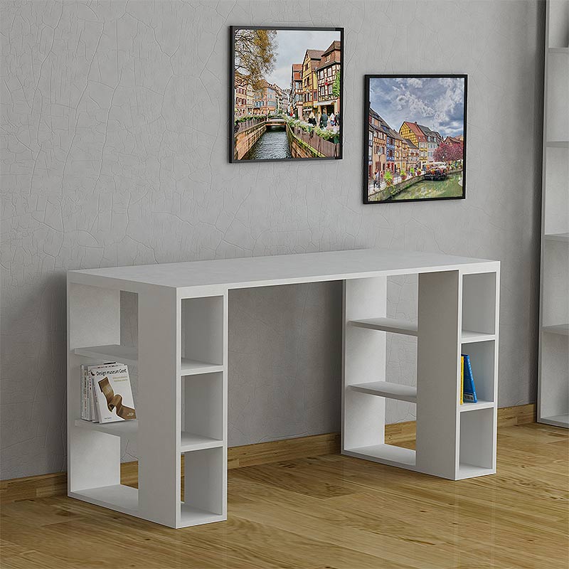 Γραφείο εργασίας Colmar Megapap χρώμα λευκό 140x60x75εκ