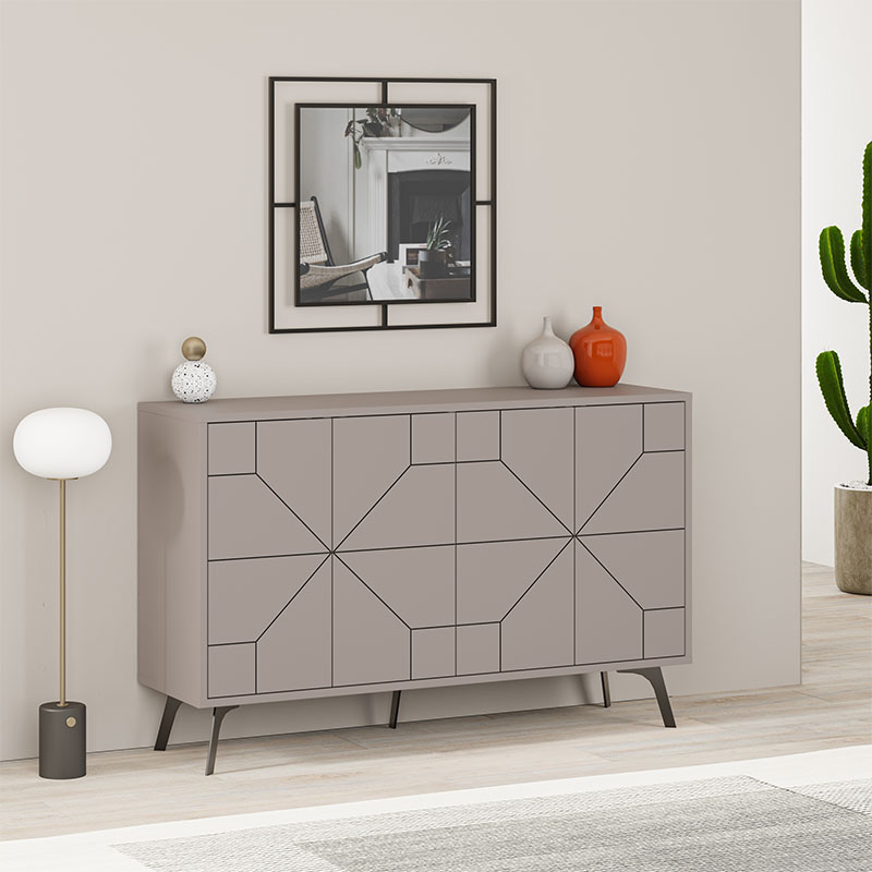 Μπουφές Dune Megapap χρώμα ανοιχτή μόκα 123x35x77,4εκ.